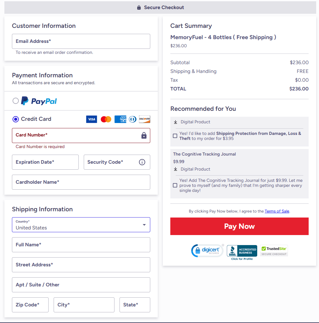 MemoryFuel – Meta Compliant 2026 Brain Supplement with Creatine